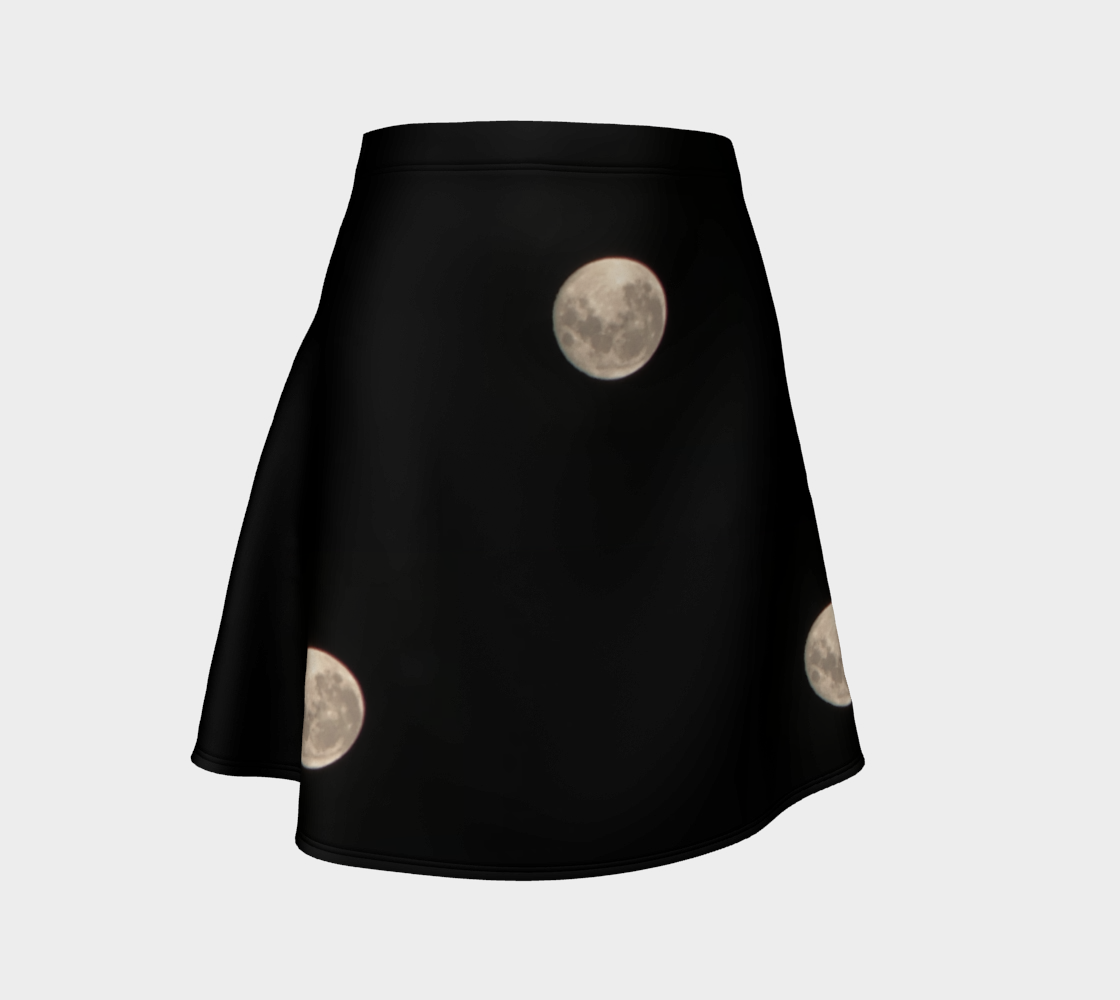 Flare Skirt for Women with: Moon at Night Design, Back