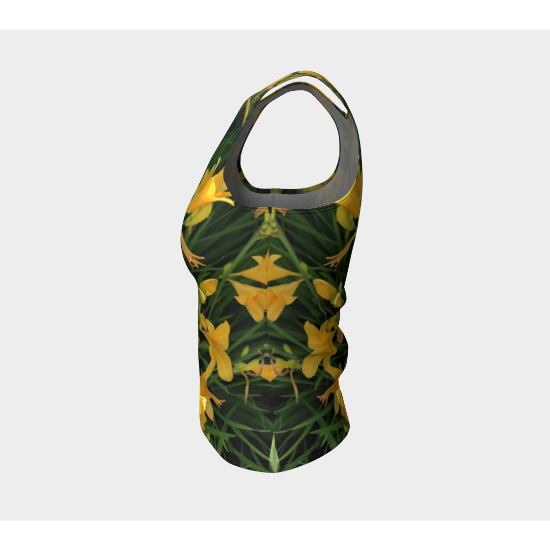 Fitted Tank for women: Yellow Lily Design (Regular), Left Side