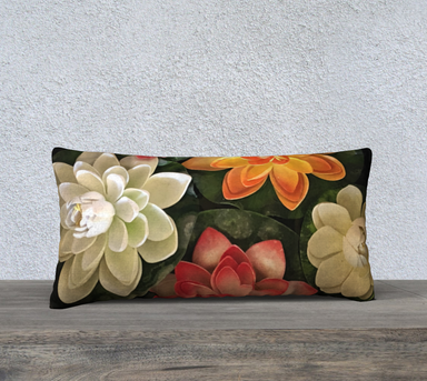24x12 Pillow Case with our Flower Bowl Picture, Back