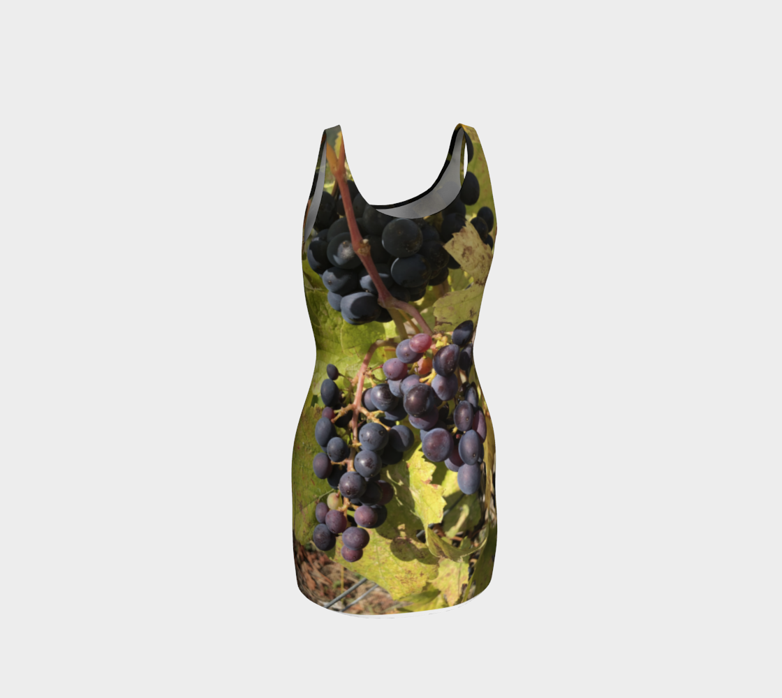 Bodycon Fitted Dress for Women: Fall Grapes Design, Back