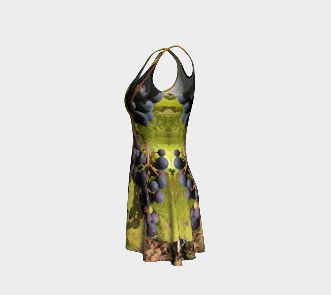 Flare Dress for Women: Fall Grapes Design, Left Side