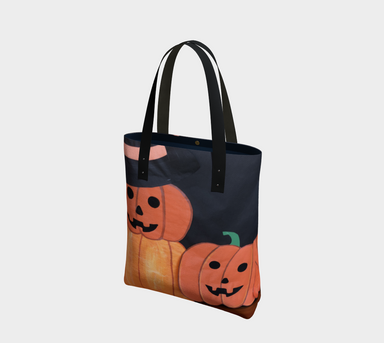 Tote Bag for Women with: Pumpkin Design, Front Dark Inside