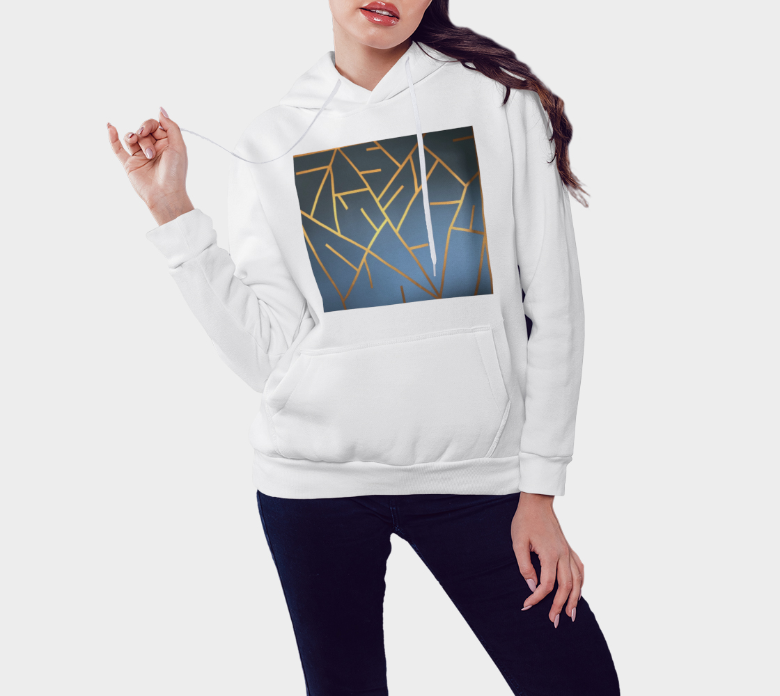 Unisex Hoodie with out Geometric Design, Female Model, Front