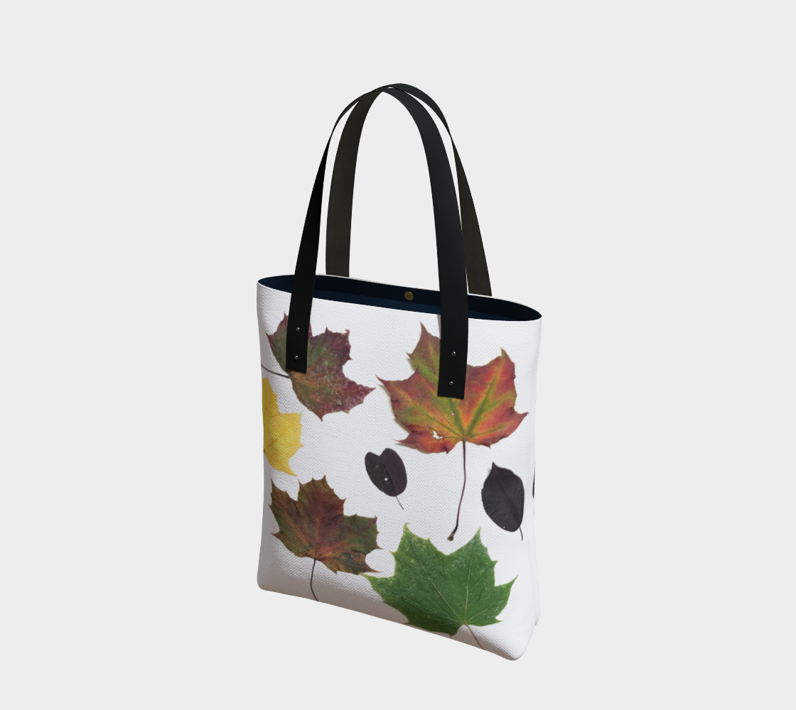 Tote Bag for Women with: Fall Leaves Design, Front with black inside
