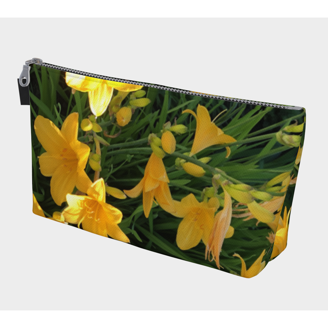 Makeup Zipper Bag, Custom Designed with our Yellow Lily Picture, Front