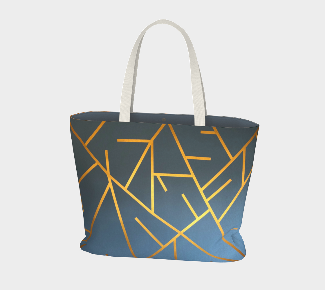 Market Tote Bag with: Geometric Design, Front with blue inside