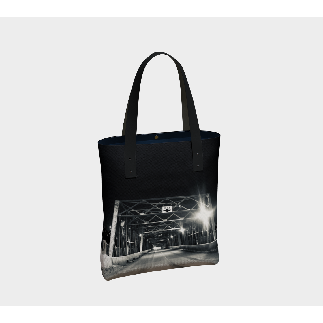 Tote Bag for Women with: Bridge at Night Design, Back
