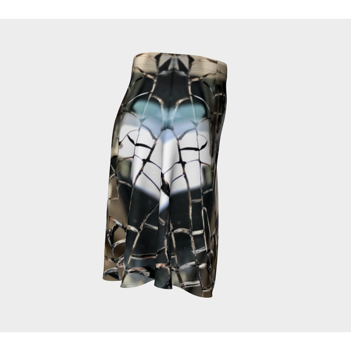 Flare Skirt for Women with: Broken Glass Design, Side