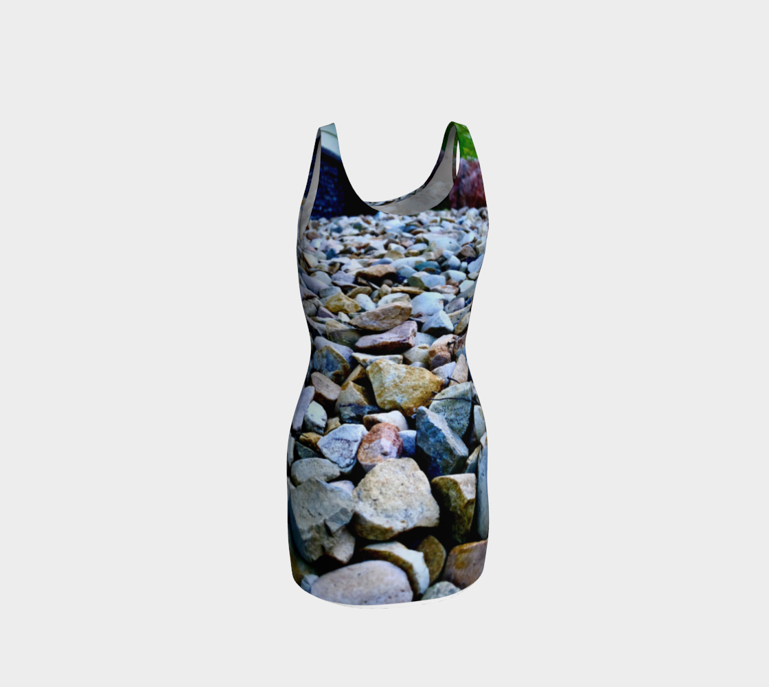 Bodycon Fitted Dress for Women: Rocks Design, Back