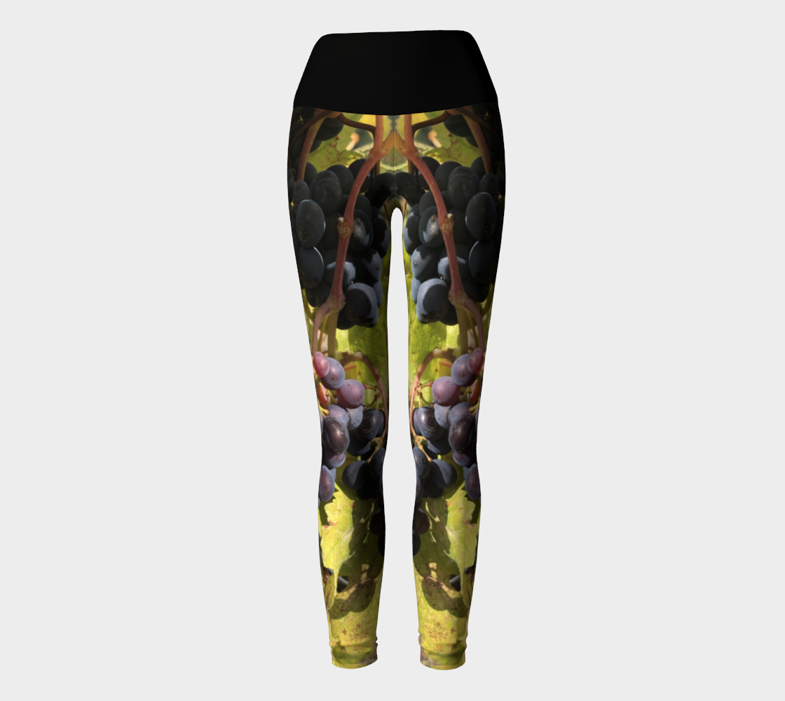 Yoga Leggings for Women with: Fall Grapes Design, Front view, straight