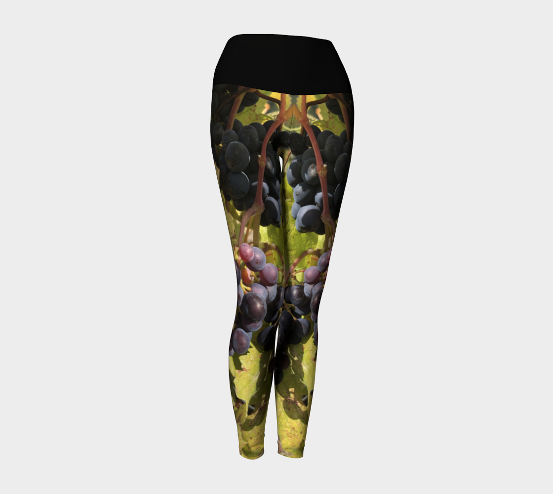 Yoga Leggings for Women with: Fall Grapes Design, Front View