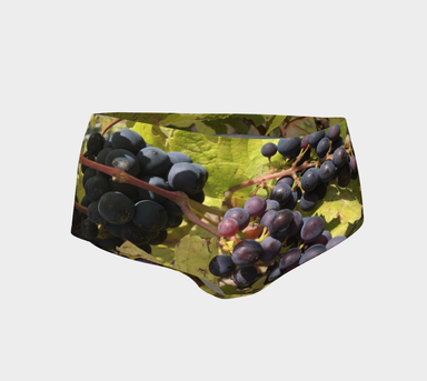 Mini Shorts for Women: Fall Grapes Design, Front View