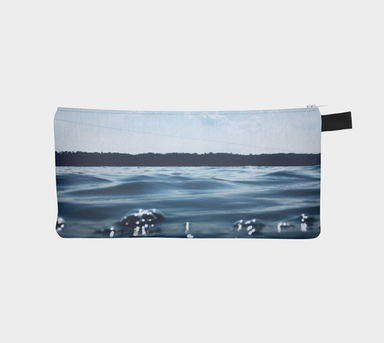 Pencil Case, Custom Designed Bag with our Blue Lake Picture, Front