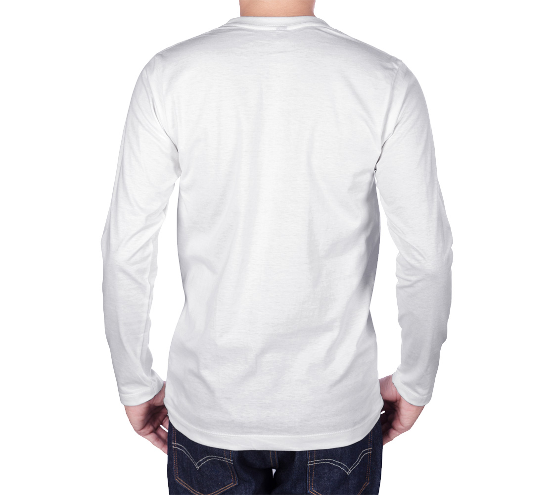 Long Sleeve Unisex Shirt with our Geometric Design, Male Model, Back