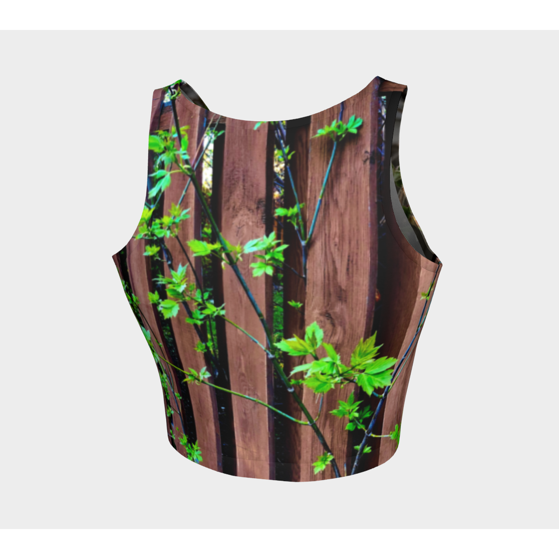 Crop Top for Women: Flowery Tree/Fence, Back