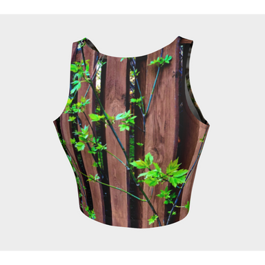Crop Top for Women: Flowery Tree/Fence, Back