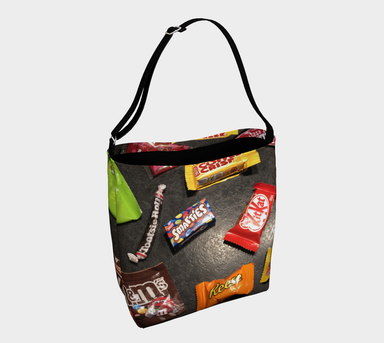 Day Tote with our Halloween Candy Design, Black, Front