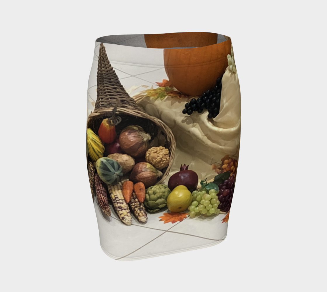 Fitted Skirt for Women with our Cornucopia Picture, Front View