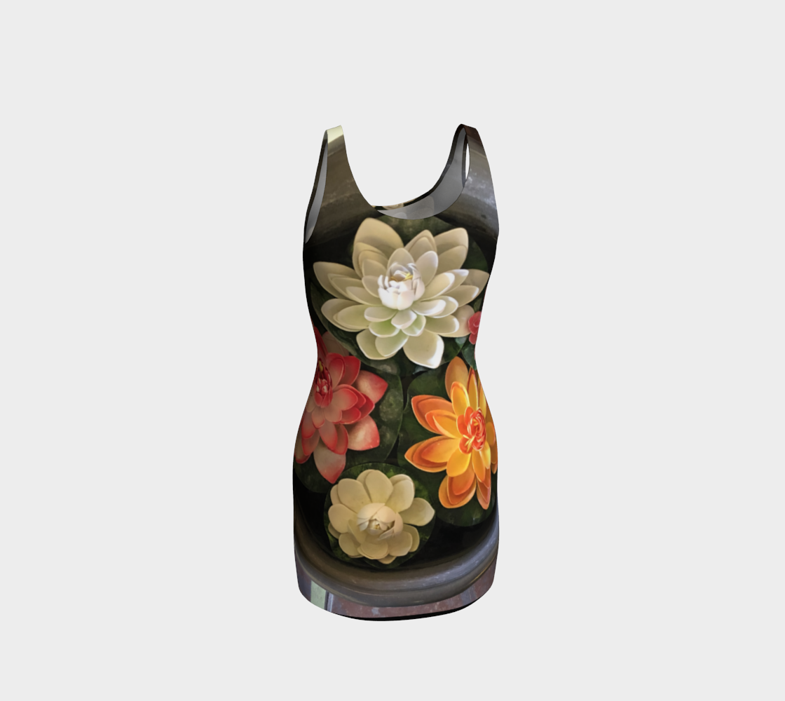 Bodycon Fitted Dress for Women: Flower Bowl Design, Back