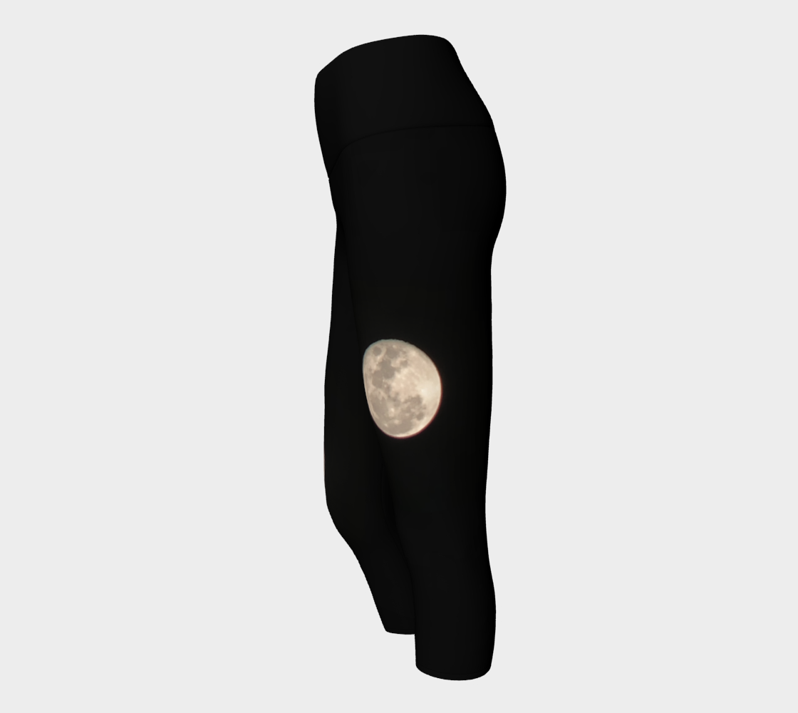 Yoga Capris for Women with: Moon at Night Design, Side