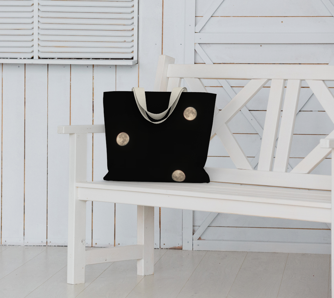 Market Tote Bag with: Moon at Night Design, Life style 2, On bench