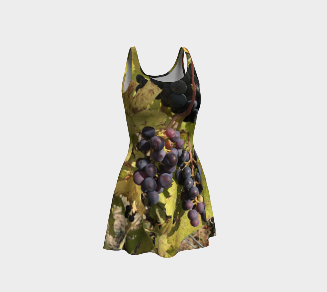 Flare Dress for Women: Fall Grapes Design, Front View