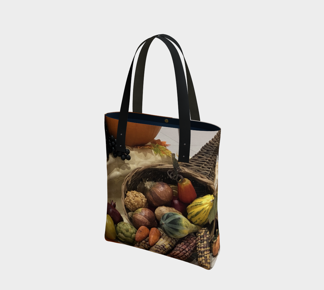 Tote Bag for Women with: Cornucopia Design, Front with black inside