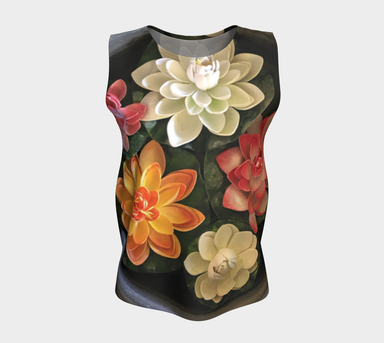 Loose Tank Top for women: Flower Bowl Design (Long), Front