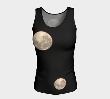 Fitted Tank for women: Moon at Night Design (Long), Front