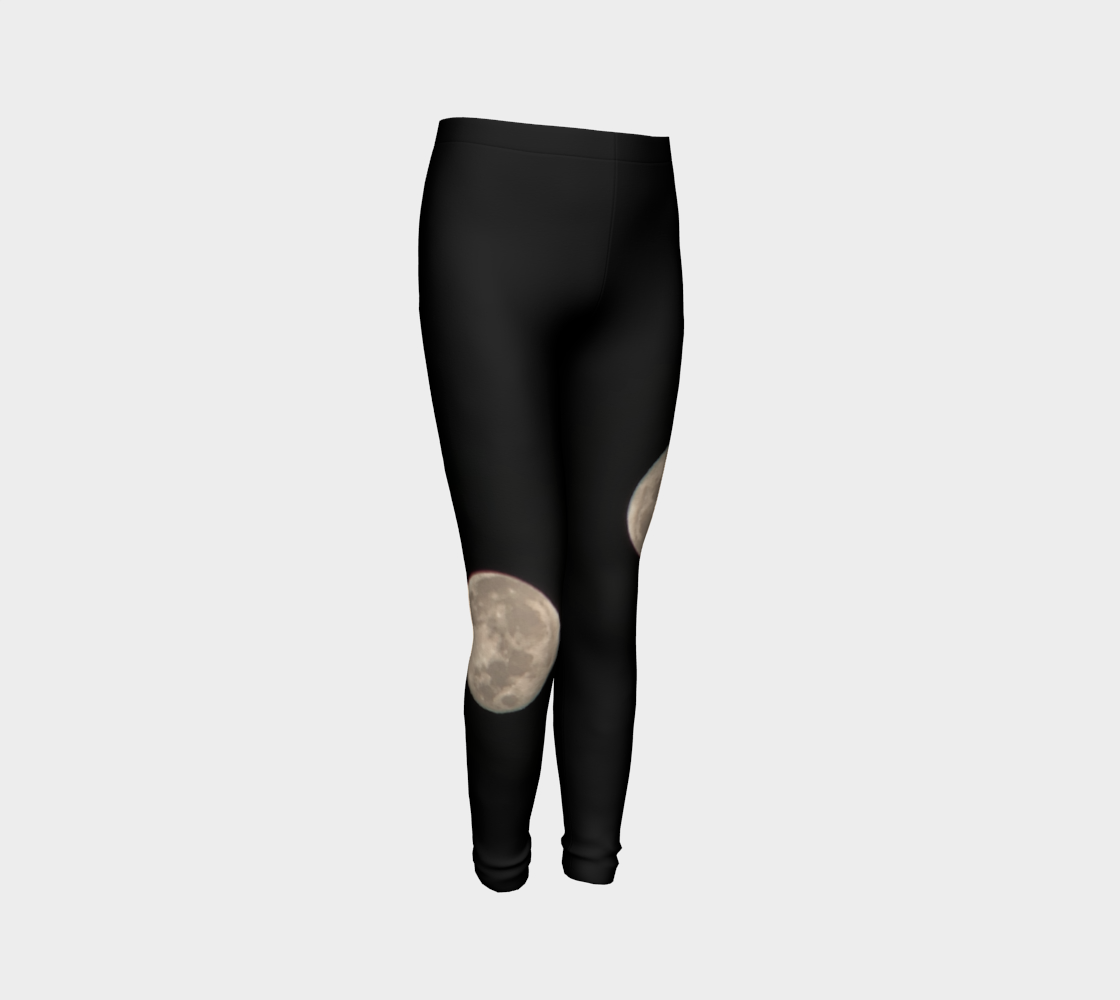 Youth Leggings for girls with: Moon at Night Design, 6-7 years, Front