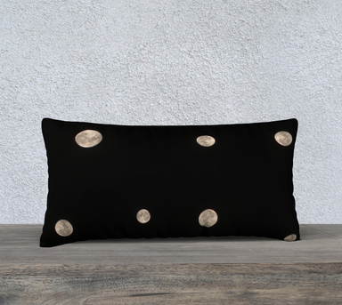 24x12 Pillow Case with our Moon at Night Picture, Back