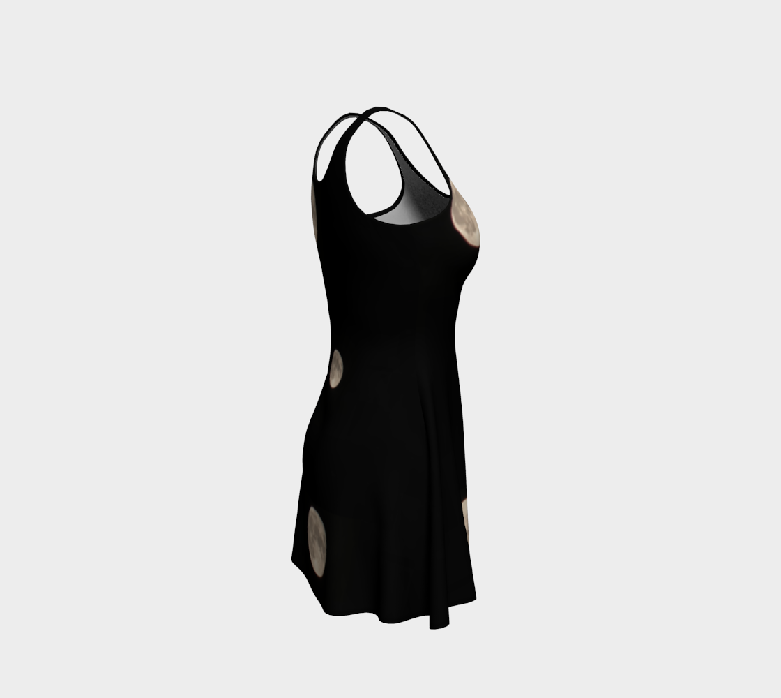 Flare Dress for Women: Moon at Night Design, Right Side