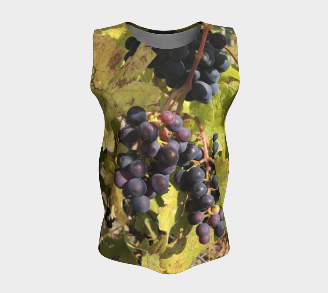 Loose Tank Top for women: Fall Grapes Design (Long), Front View