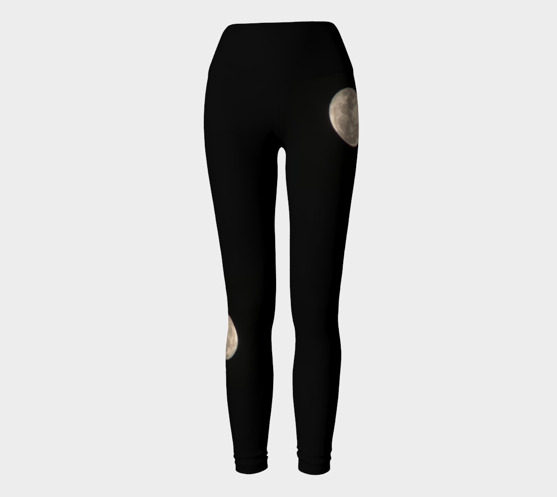 Yoga Leggings for Women with: Moon at Night Design, Straight on