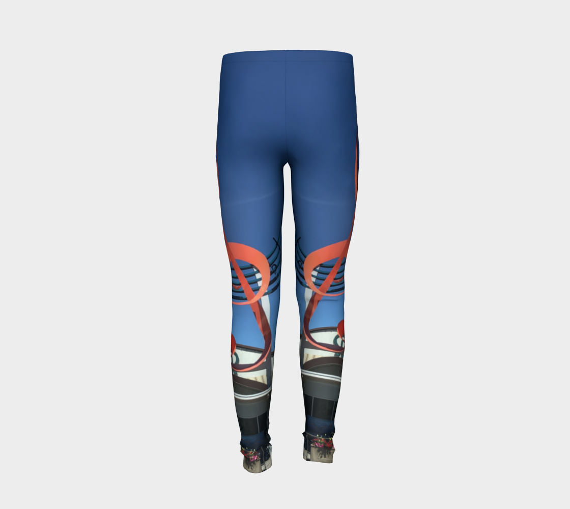 Youth Leggings for girls with: Music Design, 8-9 Years, Back