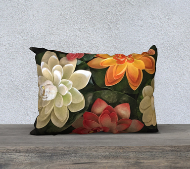 20x14 Pillow Case with our Flower Bowl Picture, Back