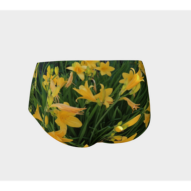 Mini Shorts for Women: Yellow Lily Design, Back