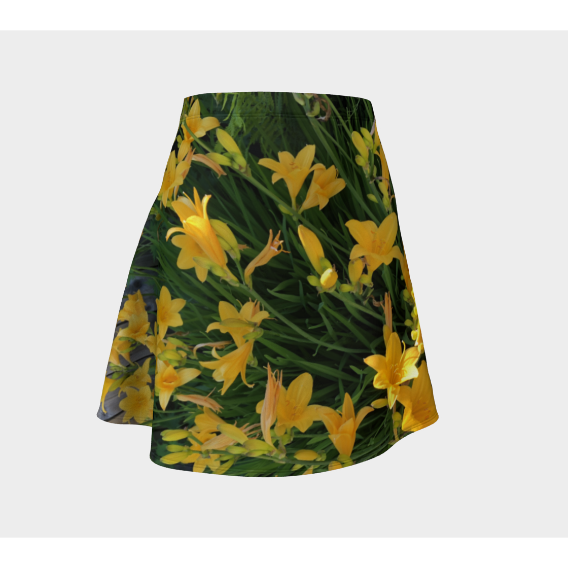 Flare Skirt for Women with: Yellow Lily Design, Front