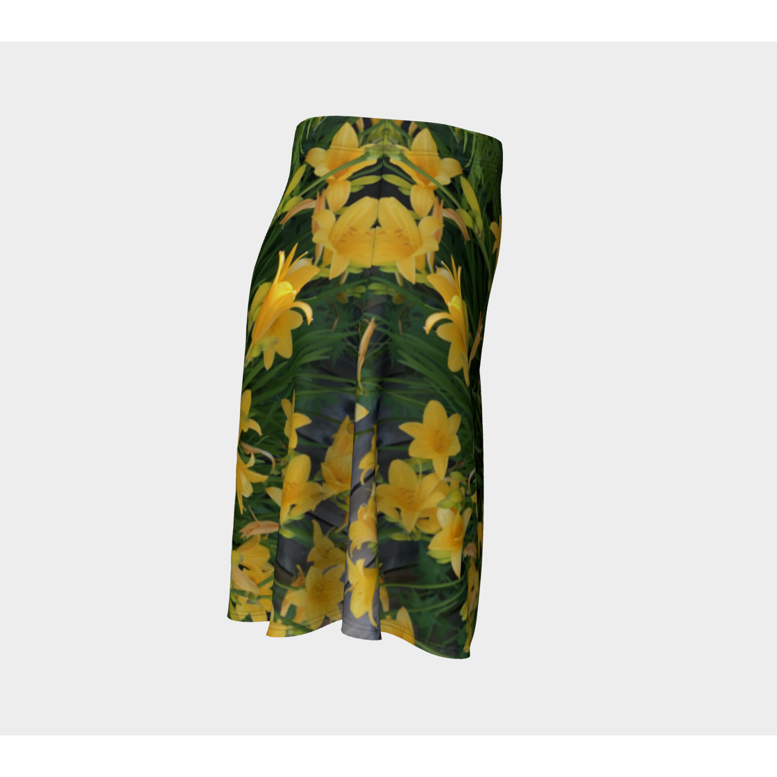 Flare Skirt for Women with: Yellow Lily Design, Right Side