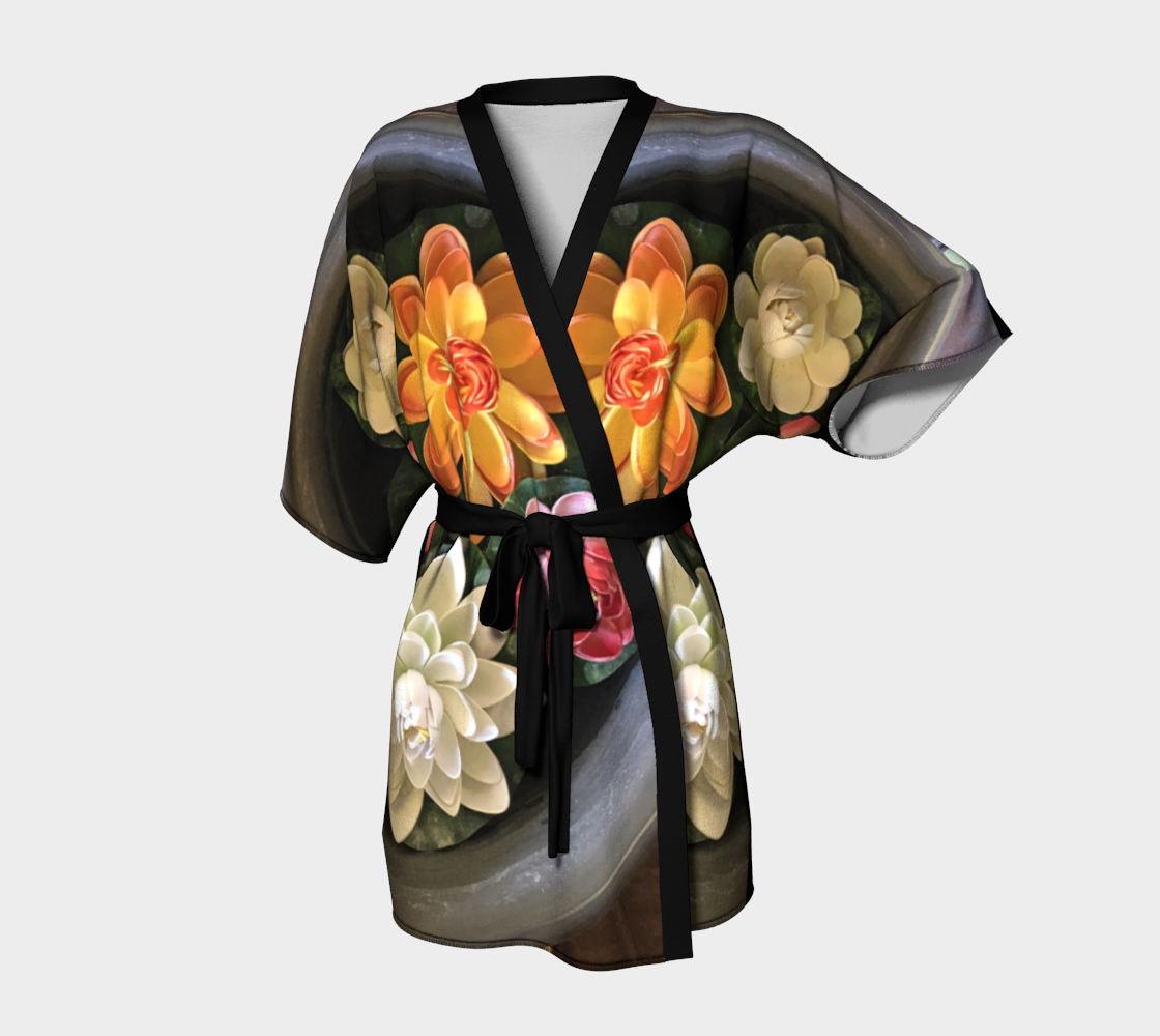 Kimono Robe for women with: Flower Bowl Design, Front