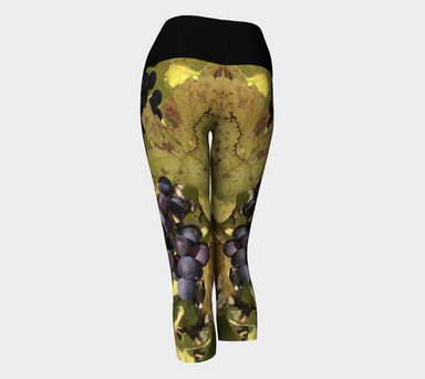 Yoga Capris for Women with: Fall Grapes Design, Back View