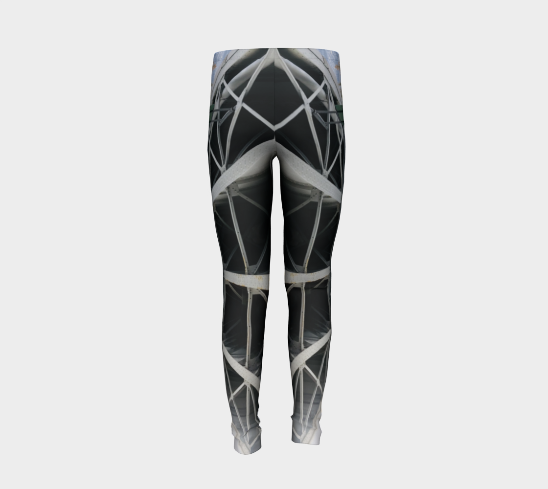 Youth Leggings for girls with: Under the Bridge Design, 8-9 years, back
