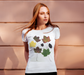 T-Shirt for Women with Fall Leaves Picture, Front Model 4