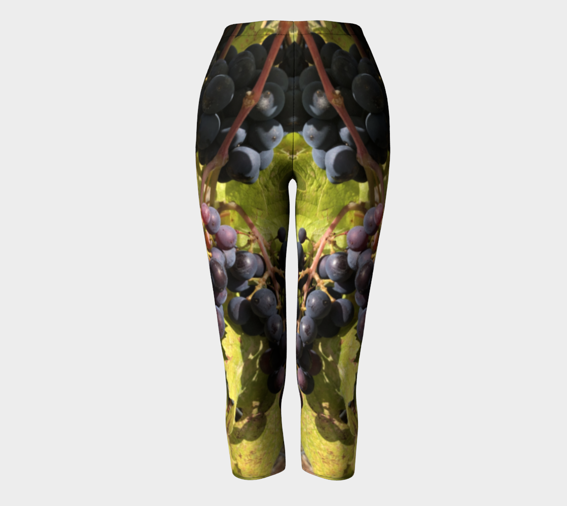 Capris for Women: Fall Grapes Design, Straight on View