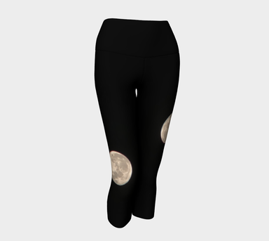 Yoga Capris for Women with: Moon at Night Design, Front