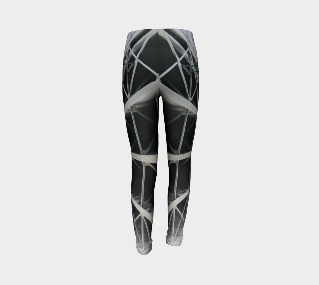 Youth Leggings for girls with: Under the Bridge Design, 6-7 years, back