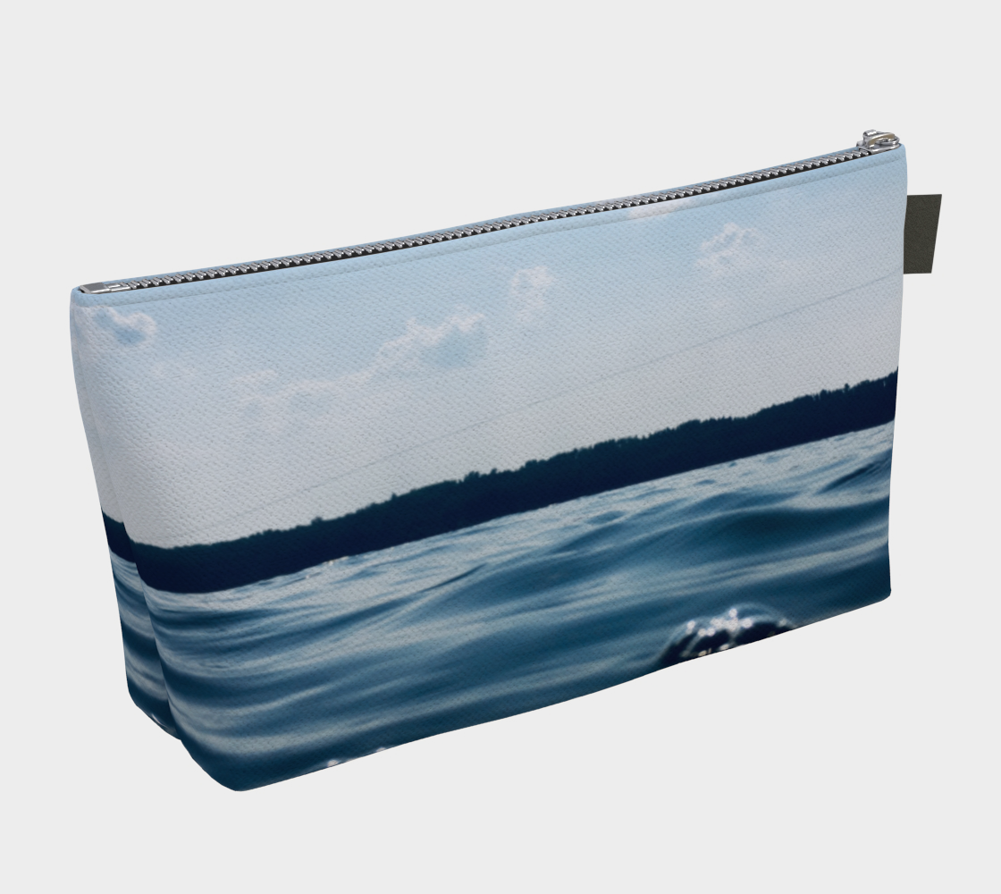 Makeup Zipper Bag, Custom Designed with our Blue Lake Picture, Back