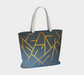 Market Tote Bag with: Geometric Design, Back with blue inside