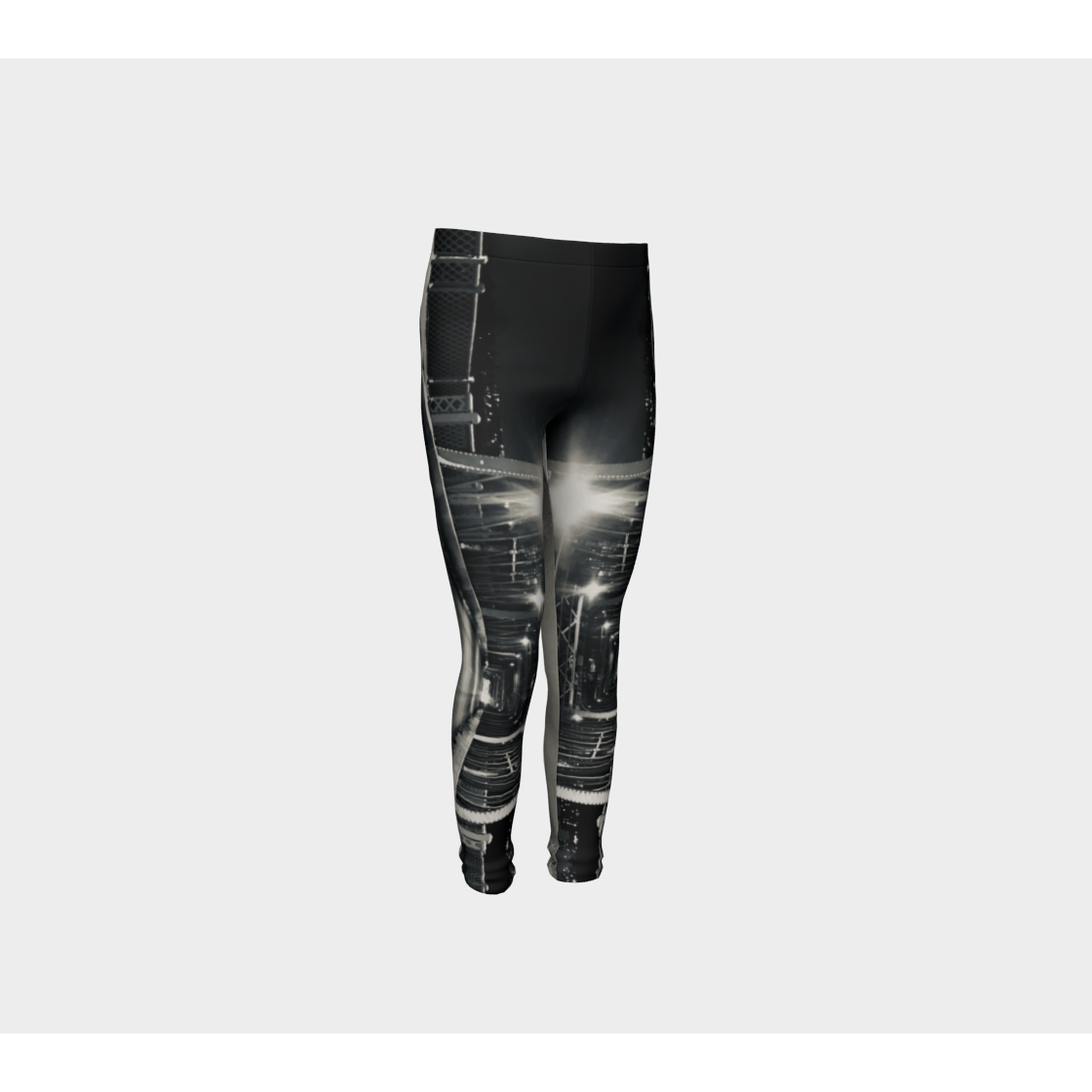 Youth Leggings for girls with: Bridge at Night Design, 4-5 Years, Front