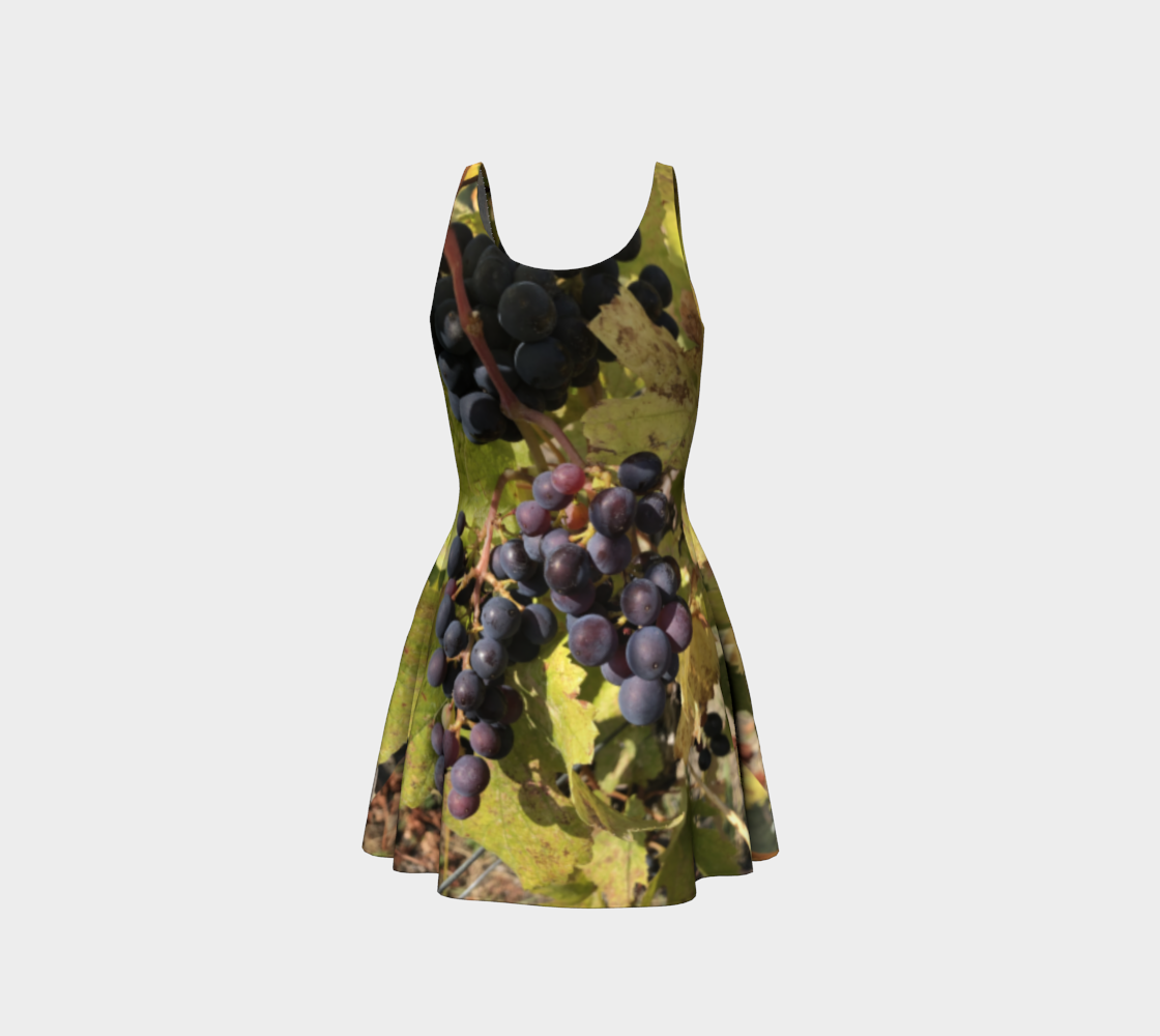 Flare Dress for Women: Fall Grapes Design, Back View